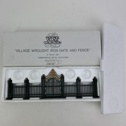 Dept 56 Cancello e Recinzione in Ferro Battuto 9 Pezzi 5514-0 Verde 1991 Heritage Village - Foto 2 di 24