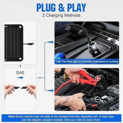 10W 12V Portable Mono Solar Panel Trickle Charger Kit Car Battery Maintainer RV - Picture 6 of 8