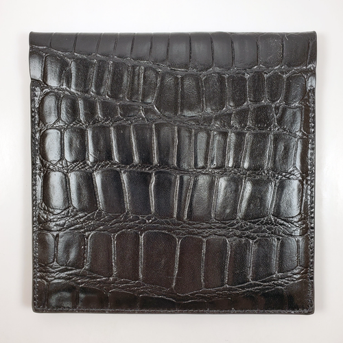 YSL Saint Laurent Clutch Pouch Croc Embossed Leather Black 5.5" x 5.5" - Picture 4 of 10