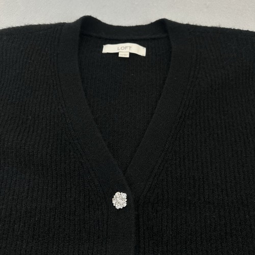 ANN TAYLOR Cardigan Sweater Womens Size XXL Black Blend Jewerly Button Stretch - Picture 22 of 22