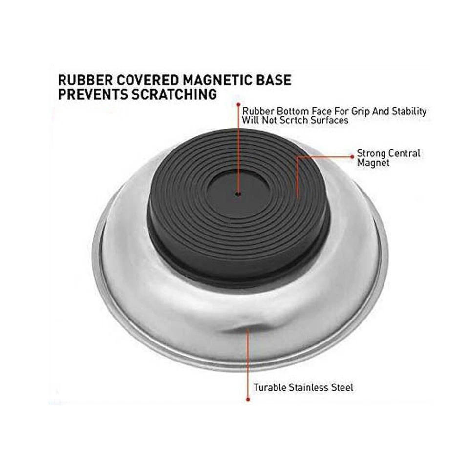 Juego de bandejas magnéticas para piezas de 2 piezas, bandeja grande de piezas de acero inoxidable de alta resistencia Foto 3 de 4