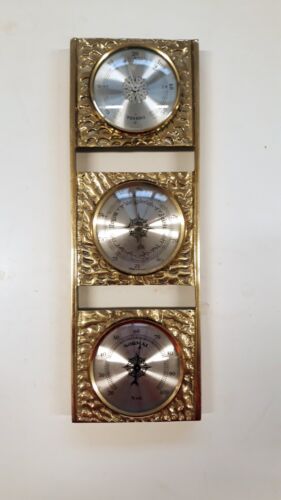 70er DESIGN Wetterstation Hygrometer Barometer Thermometer Massives Messing 70s - Bild 2 von 9