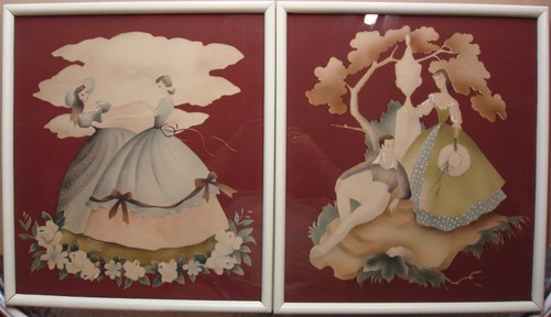 Southern Belle Victorian Women Prints Dance Flowers Wine Retro Bernard NYC Vtg - Picture 1 of 9