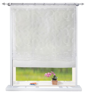 Raffrollo Raffgardine mit Schlaufen Weiß Organza B 60 cm x ...