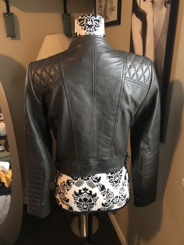 Alice + Olivia Cody kurze Lammleder Motorradjacke grau Gr. PS EUC - Bild 7 von 12