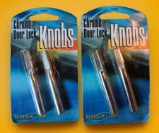 Custom Universal Chrome Car Door Lock Knobs - 2 PACK LOT, 4 Lock Knobs Total NOS