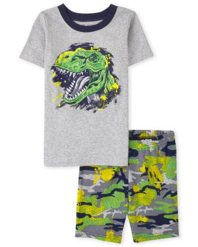 NWT The Childrens Place Boys Snug Fit Short Sleeve Cotton Pajamas Set Dinosaur - Picture 7 of 17