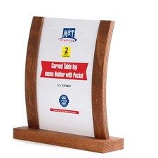 Curved Rustic Wooden Sign Menu Holder Top Display for Restaurant (2 pack)