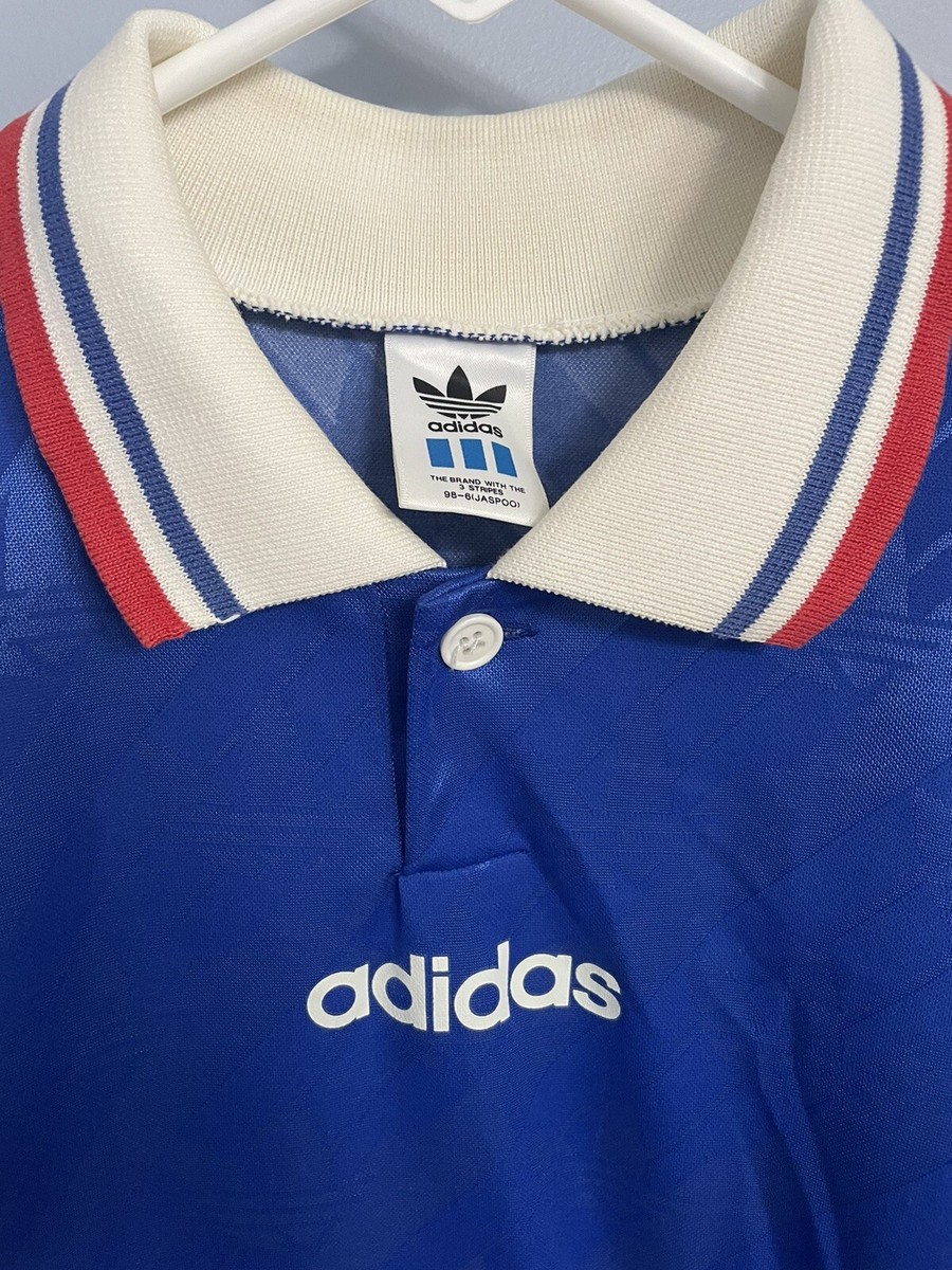 Men L/XL Adidas 1994 France Blue Soccer Football Jersey