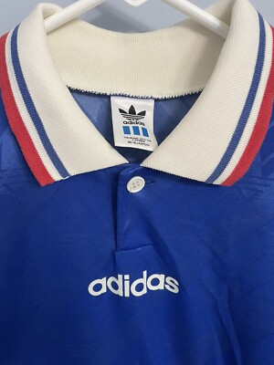 Men L/XL Adidas 1994 France Blue Soccer Football Jersey