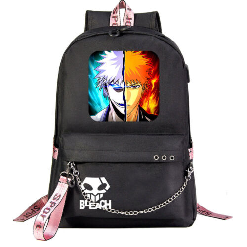 Anime Bleach USB Backpacks Teens Boys Girls Rucksack Student School Book Bags - Bild 9 von 56