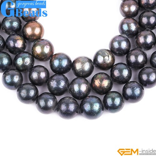 Natural Big Nuclear Edison Pearl Near Round Beads For Jewelry Making String 15" - Picture 9 of 55