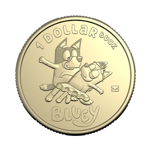 Australian One $1 Dollar Coin on Card 2024 BLUEY Privy Buck - Mum & Dad - Foto 2 di 3