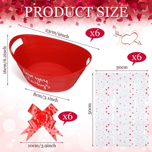 18 Pcs Valentines Day Baskets Gifts Empty Set Includes 6 Plastic Gift Basket ... - Picture 5 of 6
