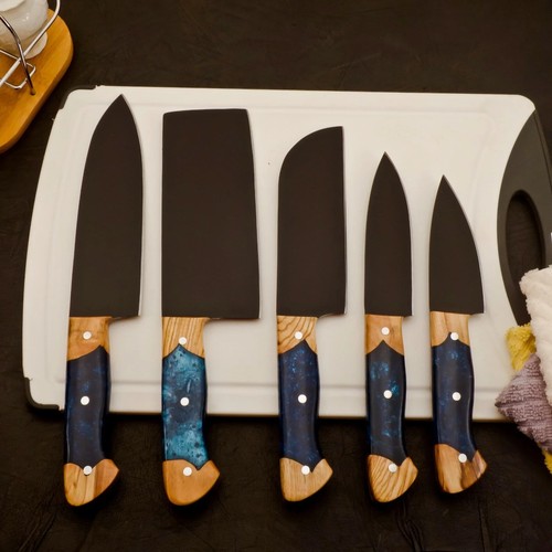 HANDGESCHMIEDETES KOHLENSTOFFSTAHL KOCHMESSER Set Küchenmesser Beste USA Geschenke - Bild 2 von 4