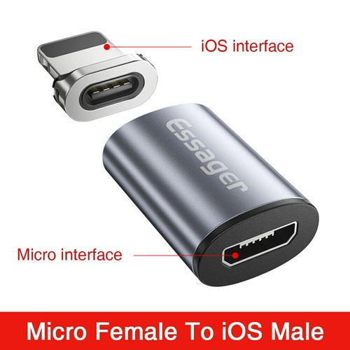 Convertisseur adaptateur micro magnétique USB C Essager 2.4A QC3.0 données de charge - Photo 15 sur 21