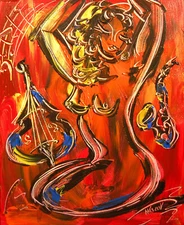Mark Kazav - JAZZ NUDE Abstract Modern Original Oil Painting 96R76
