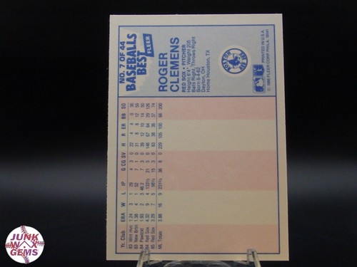 1986 Fleer Baseball's Best #7 Roger Clemens NM - Picture 2 of 2