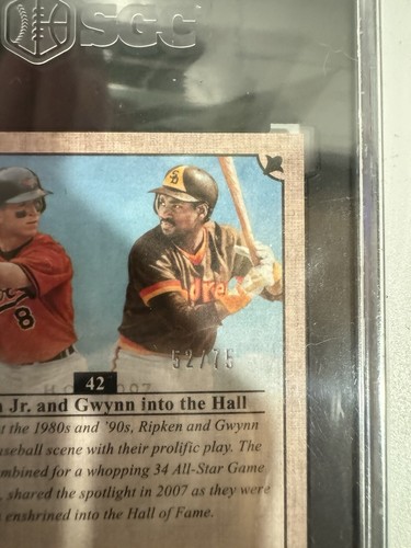 Upper Deck Masterpieces Cal Ripken/Tony Gwynn Pinot 2007 rojo/75 SGC 9 - Imagen 4 de 4