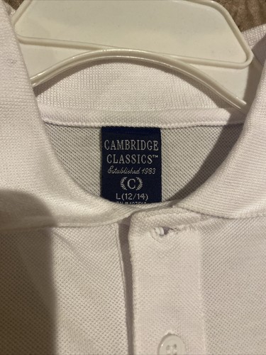 CAMBRIDGE CLASSICS kids White polo school uniform L (12/14) - Picture 4 of 4