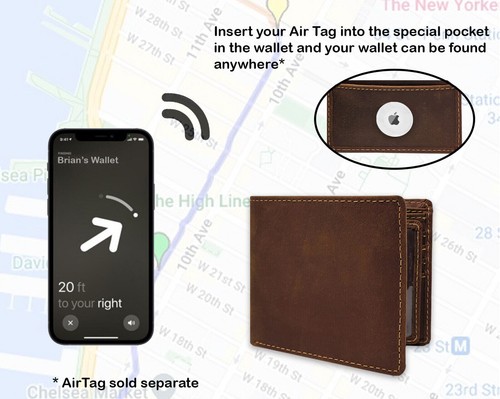 Airtag Herren Geldbörse Echtleder Kreditkarte Geld Airtag - Bild 6 von 14
