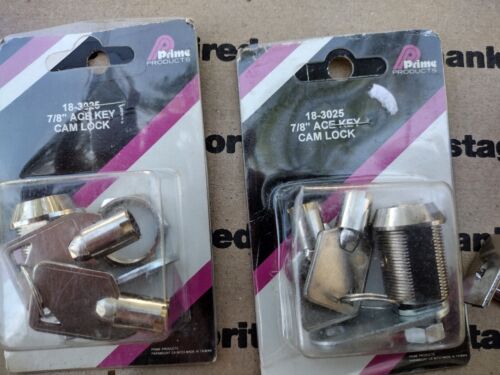 2 Prime Products Ace Key Cam Locks w 2 Keys 7/8" 18-3025 With Misc Used Locks - Picture 2 of 6
