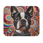 Tapis de Souris (Rectangle) Boston Terrier Design Fond Psychédélique 5, Cadeau