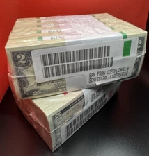 (5) NEW TWO DOLLAR BILLS - PACK OF FIVE $2 BILLS REAL MONEY