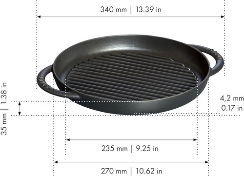 Staub Pure Gril Cast Iron Round Grill Pan 10.25 inches (26 cm), Made in France - Picture 3 of 10