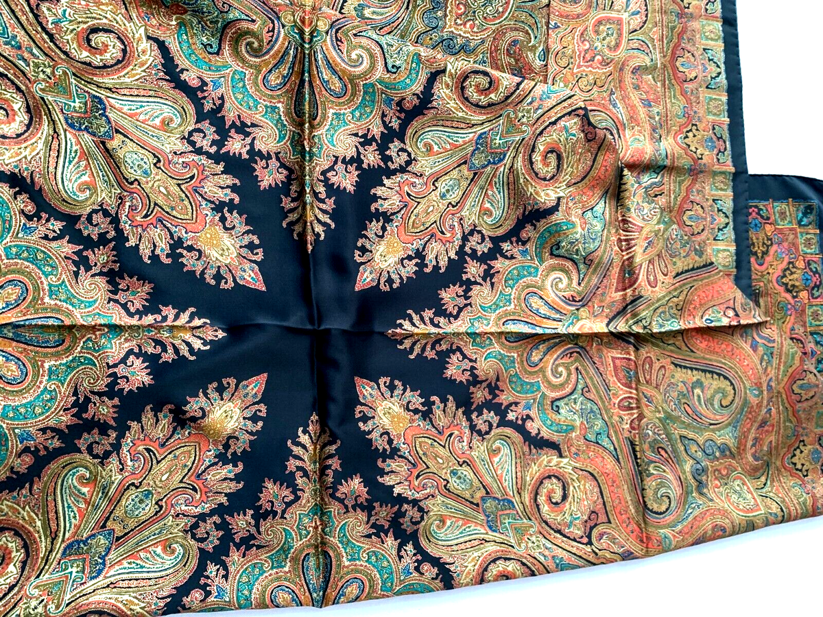 made in ITALY ETRO big scurff 128×128cm ETRO large scarf shawl 128cm 50″ square wool silk Paisley
