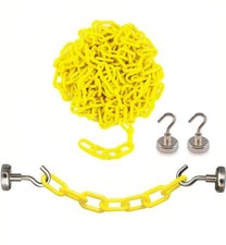Yellow Plastic Safety Barrier Chain 13 Feet with 2 Magnetic Hooks