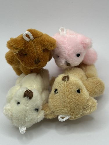 4 Mini Plush Teddy Bears Dollhouse Toy Party Favor Stuffed Animal Doll Crafts - Picture 6 of 8