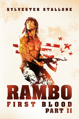 RAMBO First Blood II (1985) Movie Film POSTER Plakat   -53b