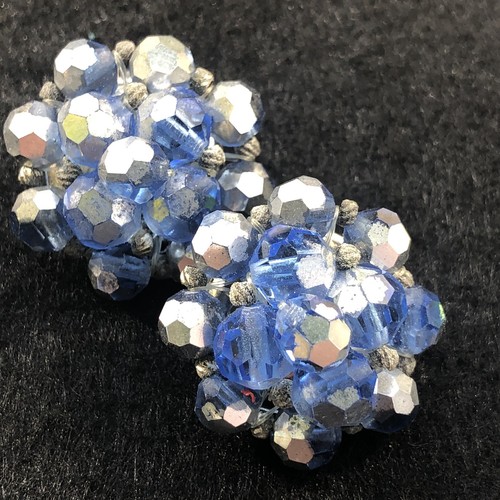 Stunning Vintage 50’s Blue Beaded Earrings