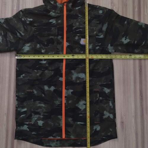 Carhartt Camo Ripstop Hooded Rain Jacket Waterproof Boys Large 14-16 Adult S - Picture 3 of 7