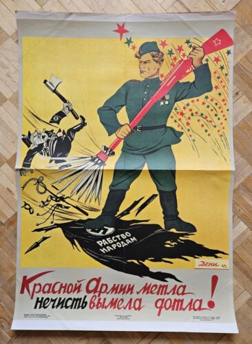 Poster originale arte propaganda sovietica armata rossa seconda guerra mondiale militare sovietico 1945 - Foto 2 di 24
