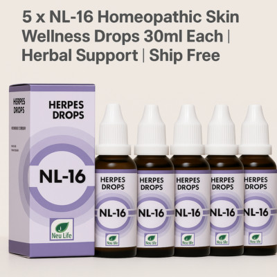   5 x NL-16 Homeopathic Skin Wellness Drops 30ml Each | Herbal Support  