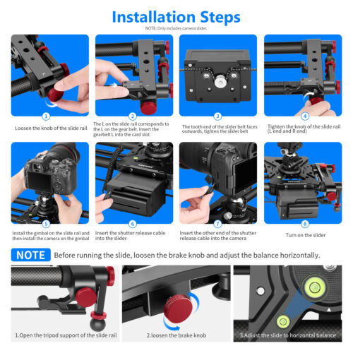 Neewer 80cm Carbon Fiber Motorized Horizontal Panoramic Camera Dolly Rail Slider - Picture 4 of 8