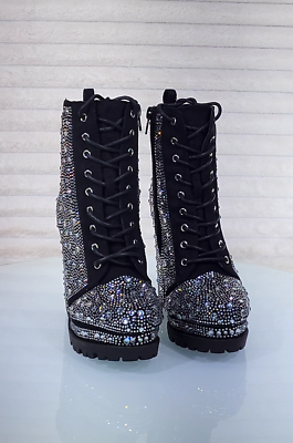 Wild Diva Vivian 15A Rhinestone Chunky Heel Platform Ankle  display picture 3