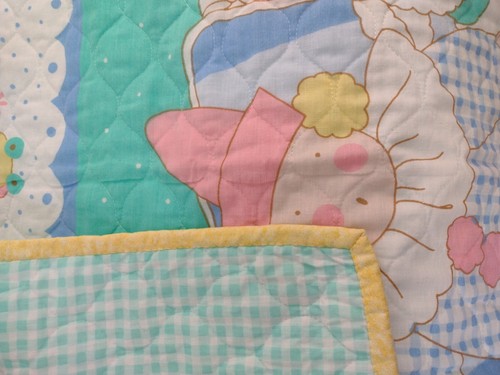 Vintage Babydecke Bettdecke Decke Clown Lamm Elefant Teddy Hund Pastelltöne - Bild 13 von 13
