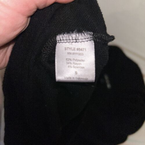 Active Basic Small Black Short Sleeve Cowl Neck Sweater Blouse - Picture 7 of 8