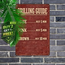 BBQ Rules Steak Timer Funny Beer Outdoor Metal Tin Sign 8x12