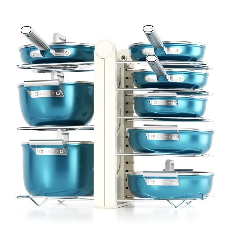 Pots and Pans Organizer under Cabinet,15.35" Height 8 Tier Pot Organizers Rac...