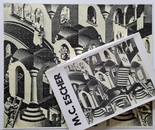 M C Escher Concave and Convex 1000 pc Jigsaw Puzzle Selegiochi Milano Complete - Picture 3 of 10