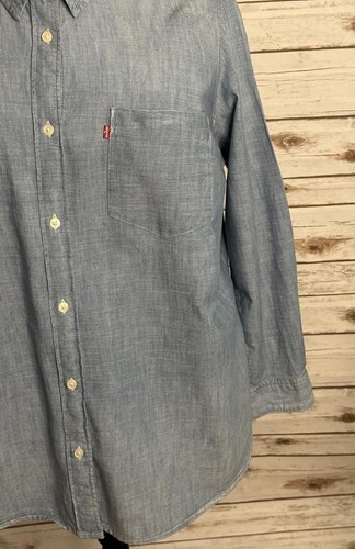 Levi's klassisches hellblaues Baumwollhemd Chambray Boyfriend Fit Knopfleiste Größe 2X - Bild 6 von 9