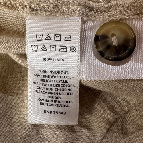 Tahari Large Linen Vest 1-Button Pockets Sleeveless Mid-Thigh Collared Side Slit - Picture 7 of 7