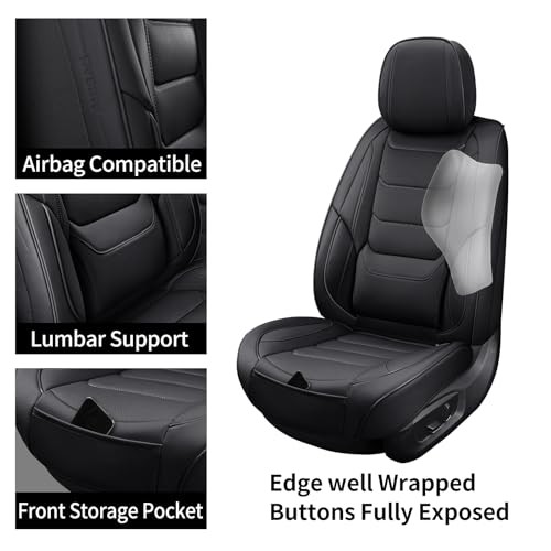 Leather Car Seat Covers Full Set Breathable Automotive Seat Covers Waterproof - Picture 5 of 7