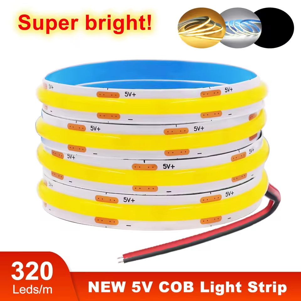 COB 5V LED Streifen Licht Flexible Band Lichter Hause DIY Beleuchtung Weiß Warm Kühl_voghion.com