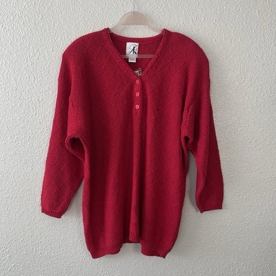 Vintage Lane Bryant Red Knit Grandma Sweater Valentine Cozy Plus Size 18 20