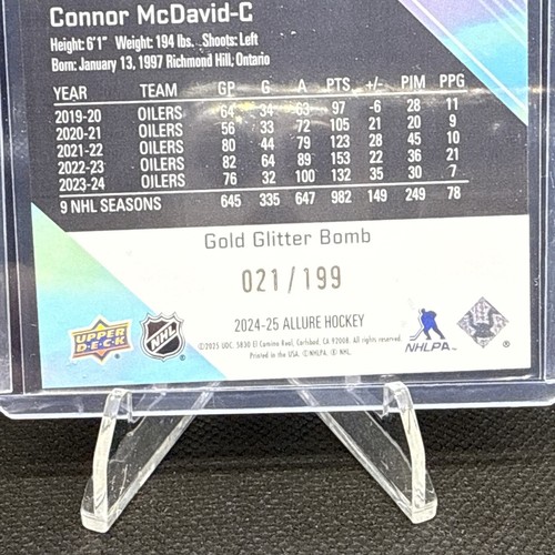 2024-25 Upper Deck Allure Glitter Bomb Gold Connor McDavid /199 Edmonton - Picture 3 of 3
